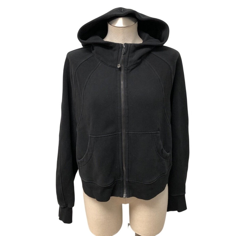 Lululemon Scuba Full Zip Hoodie Womens M/L Black Oversized Fleece Hooded Jacket